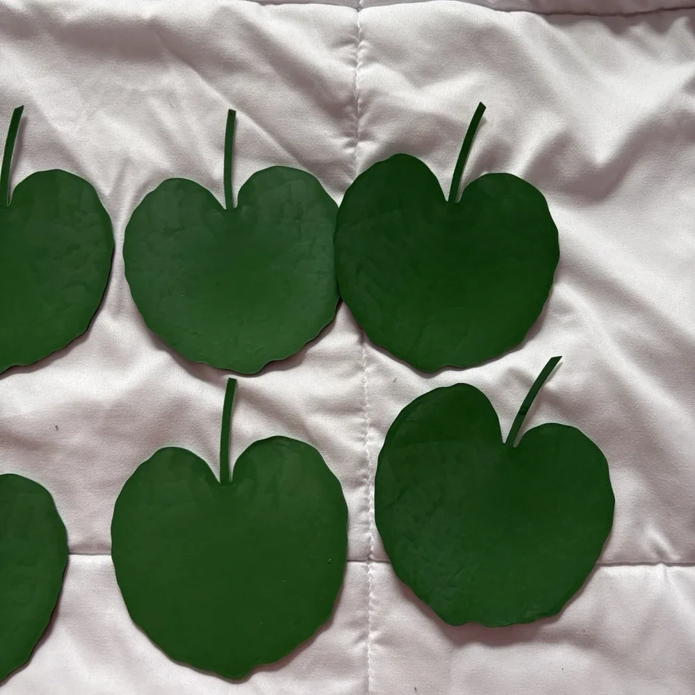 Vintage 60s 70s Protecto Mats‎ Silicon Green Leaves Coasters Set in Box